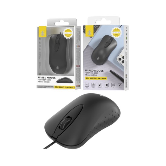 ONEPLUS NECKE WIRED MOUSE NG6039 NE 3 BUTTONS OPTICAL USB 1.5M BLACK